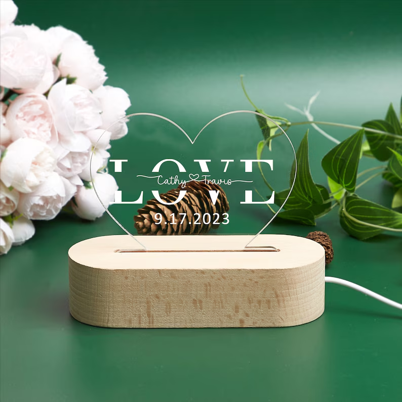 Personalized LED Heart Couple Name Night Light - CustomLove