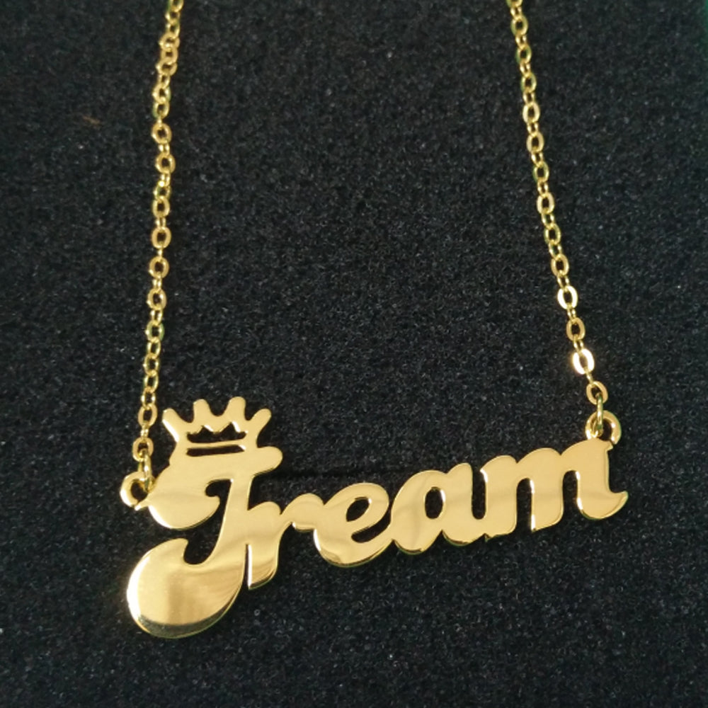 Custom Name Necklace with Crown Sterling Silver-CustomLove