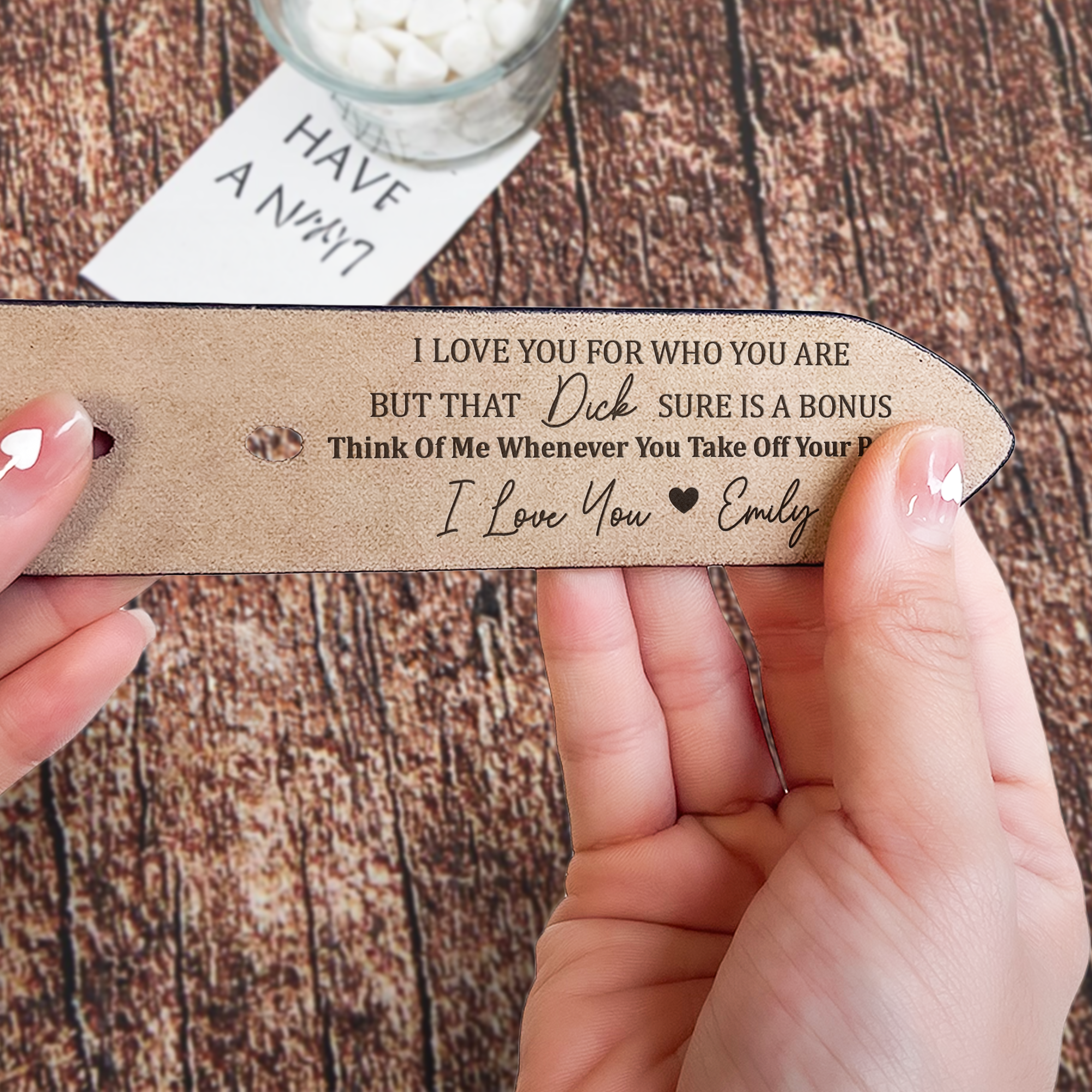 I Love You For Who You Are But That Sure Is A Bonus - Personalized Engraved Leather Belt-CustomLove
