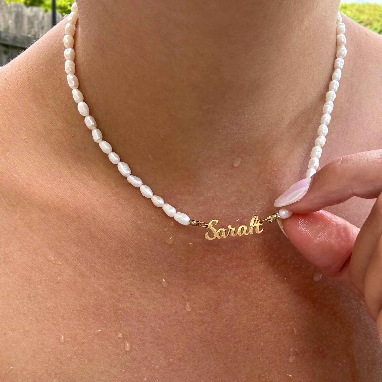 Personalized Freshwater Pearl Name Necklace - CustomLove