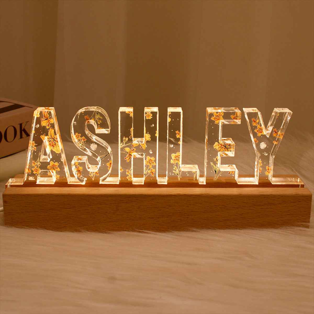 Personalized Custom Name LED Night Light - Birth Month Flower - CustomLove