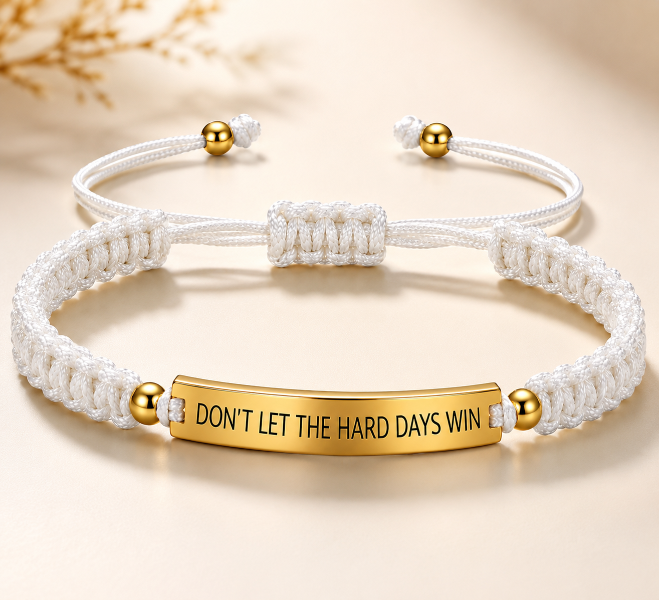 Inspirational Stainless Steel Plaque Braided Rope Bracelet