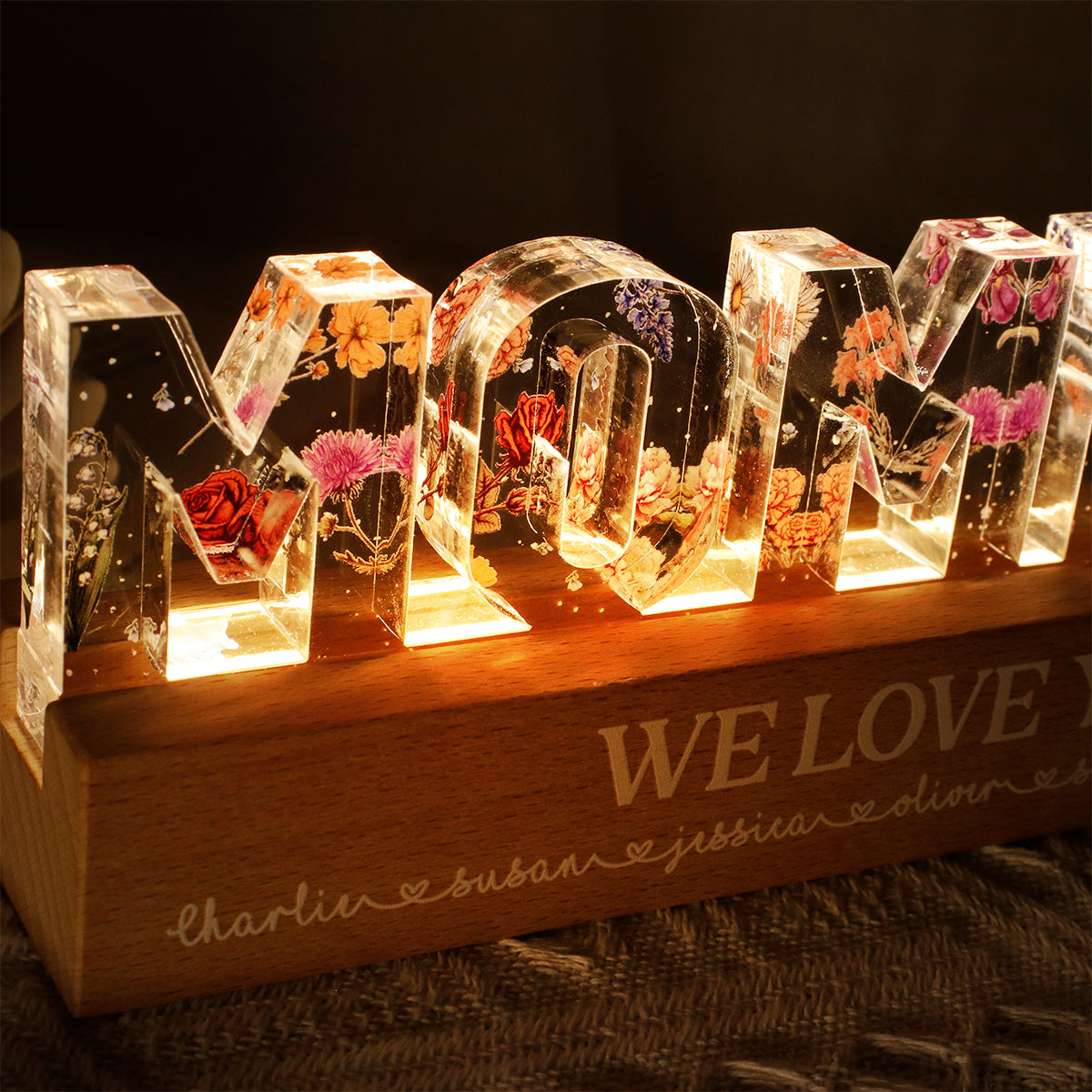 Personalized Flower Printed LED Night Light-CustomLove