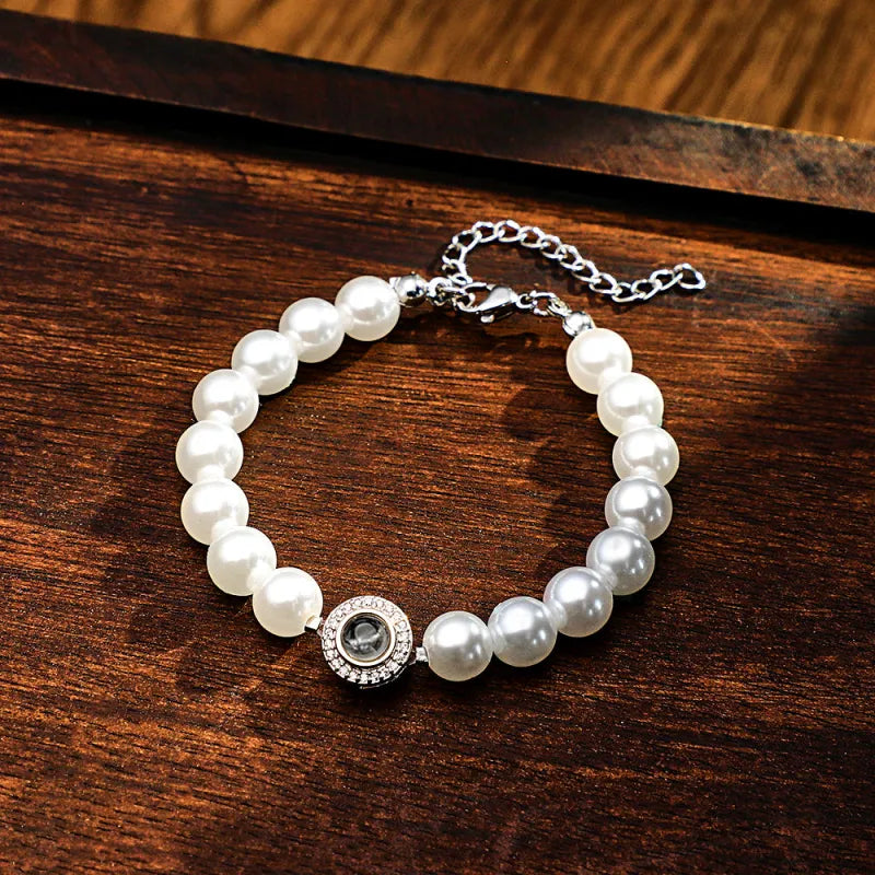 Personalized Pearl Photo Projection Bracelet-CustomLove