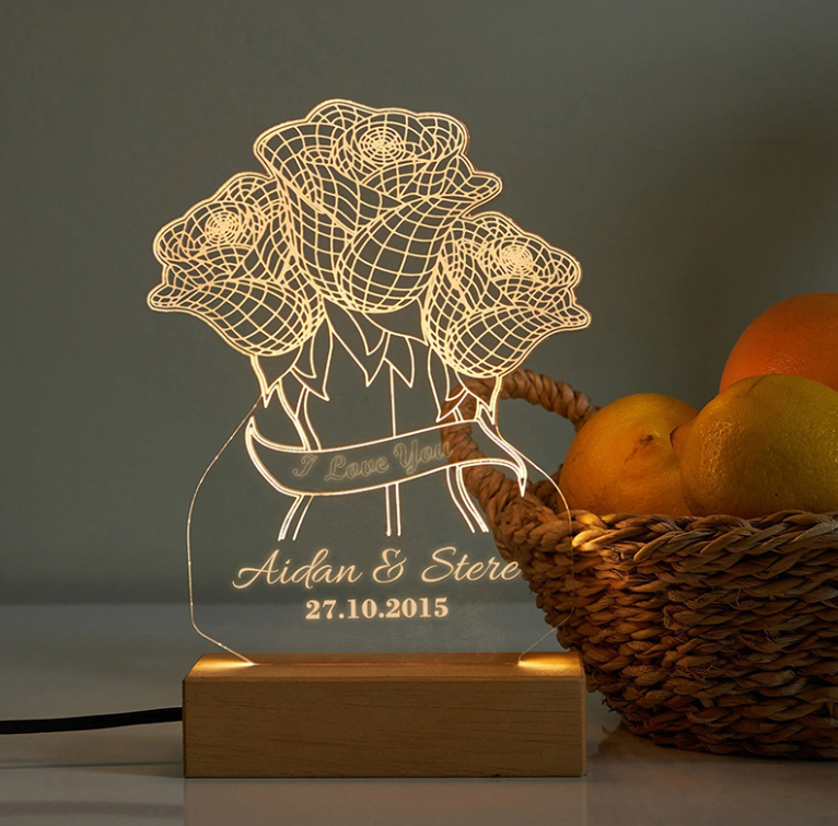 Personalized Night Light - Flowers-CustomLove