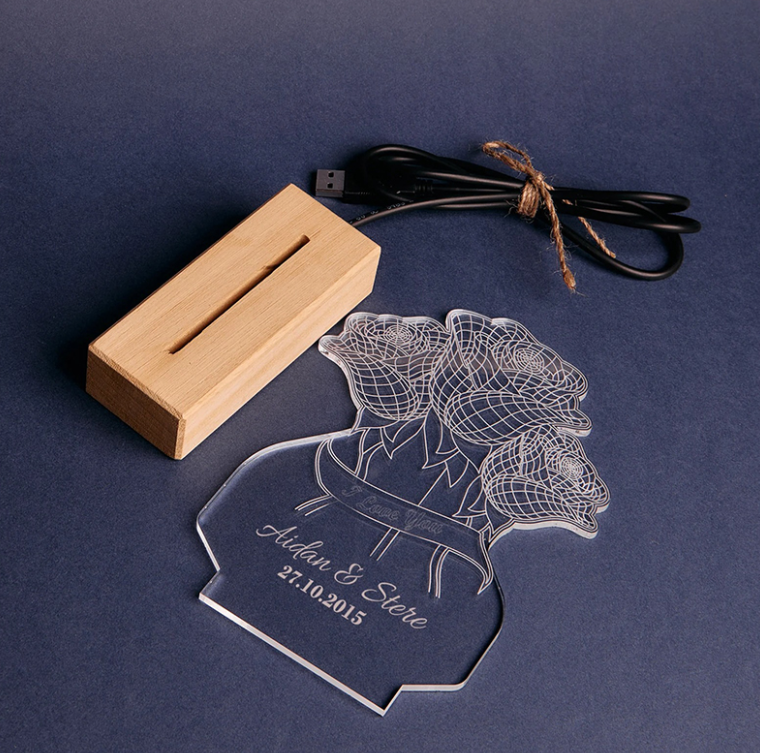 Personalized Night Light - Flowers-CustomLove