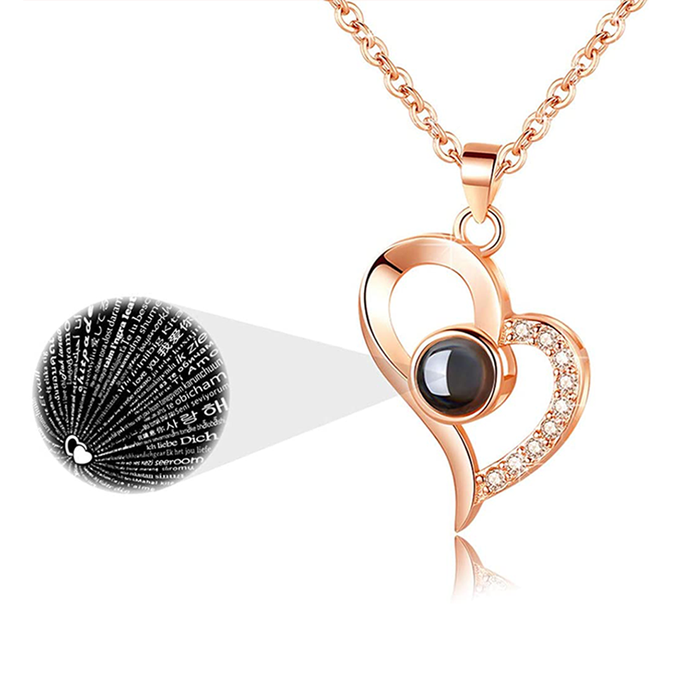 Luxury Rose Gift Box with Heart Pendant Necklace