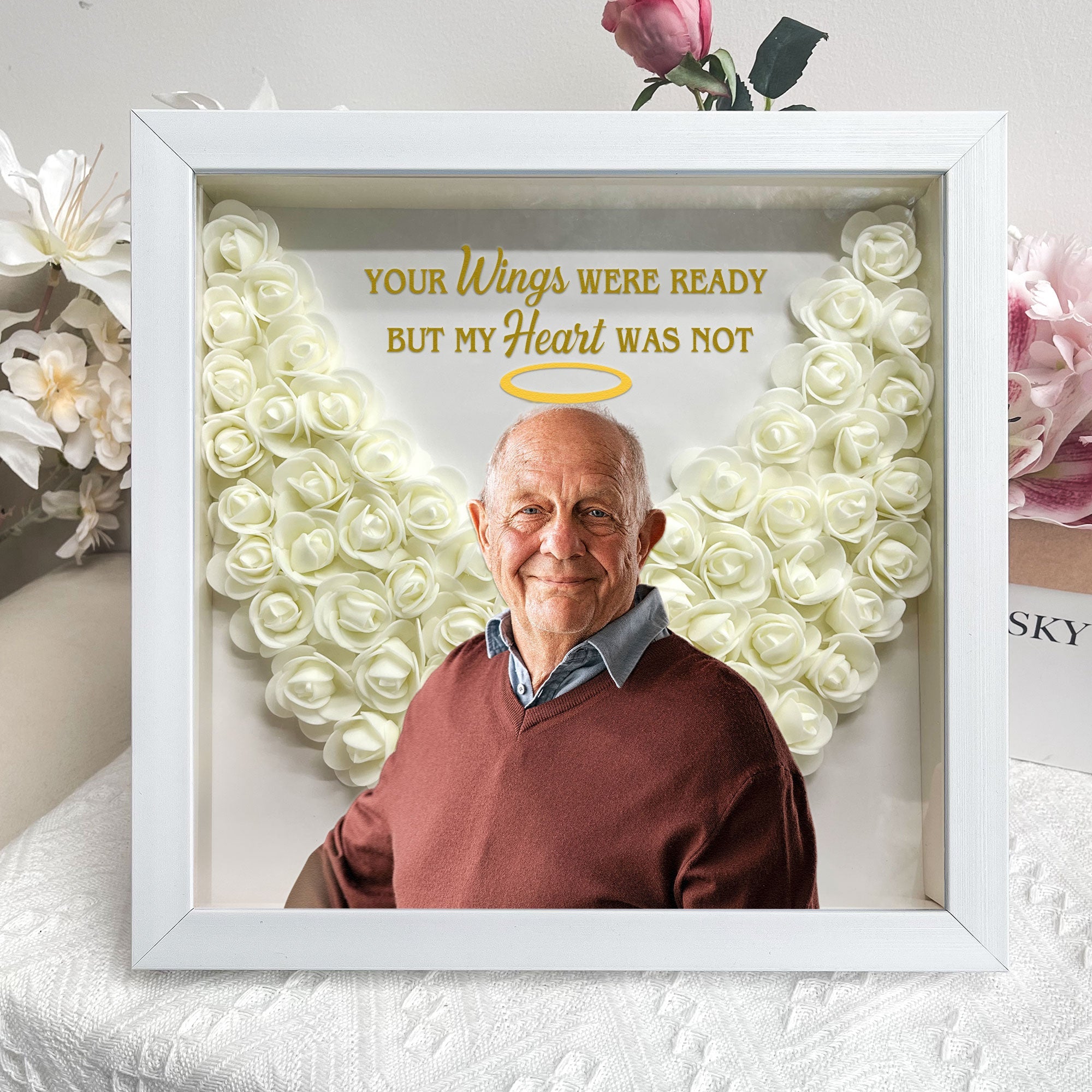 Personalized Flower Shadow Memorial Gifts - Your Wings Were Ready-CustomLove