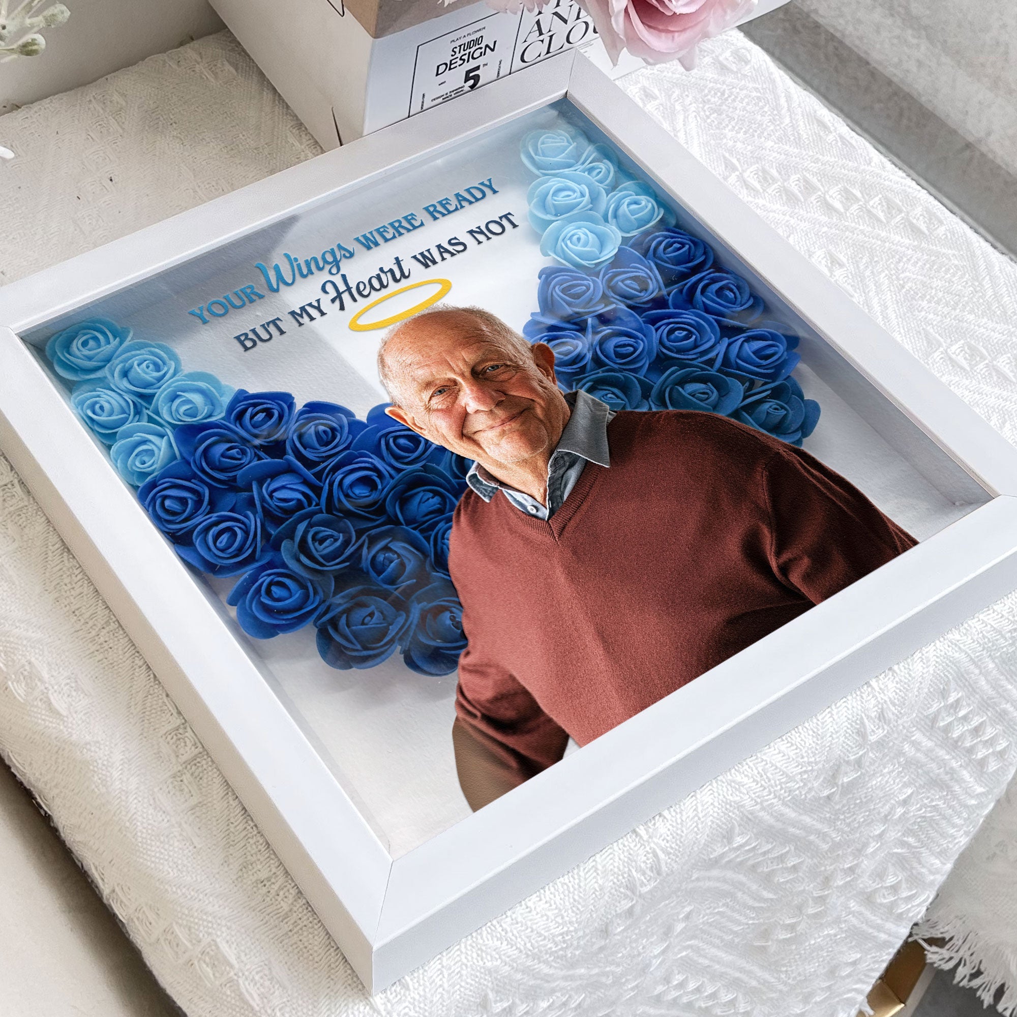 Personalized Flower Shadow Memorial Gifts - Your Wings Were Ready-CustomLove