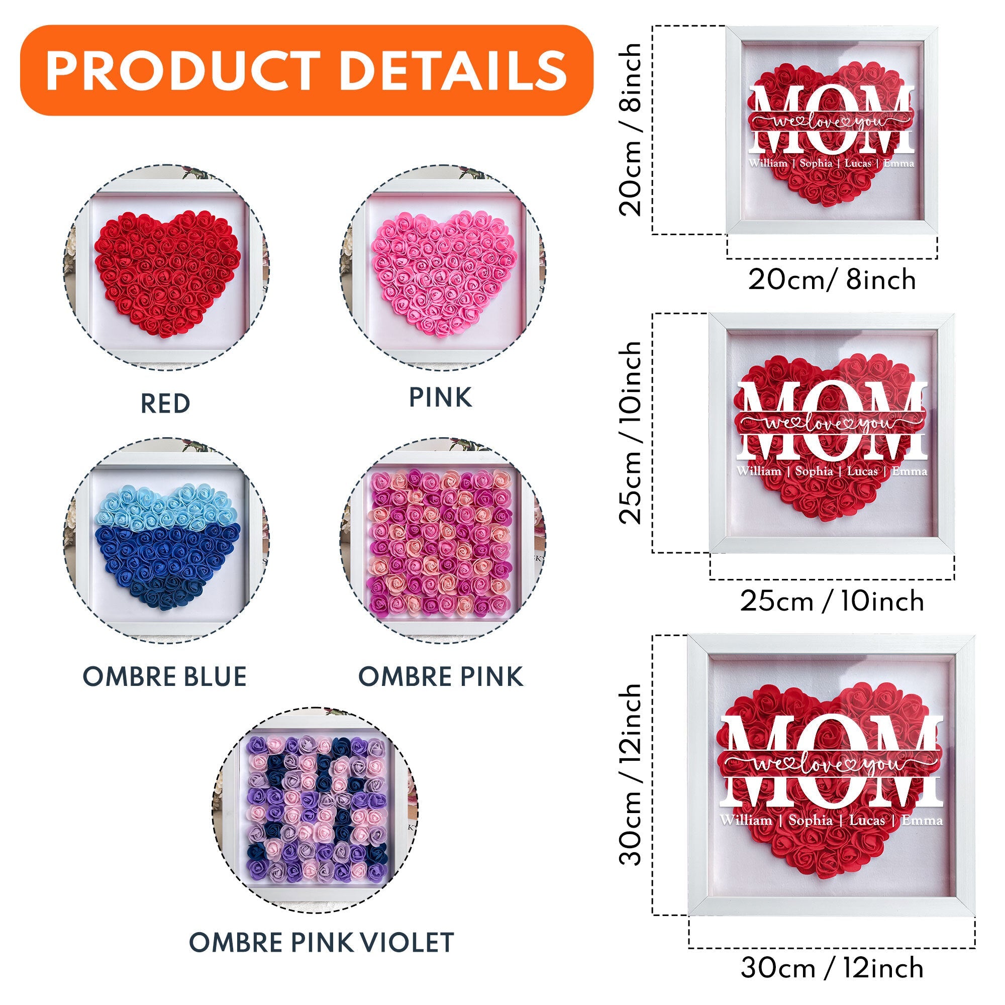 Mom We Love You - Personalized Flower Shadow Box-CustomLove
