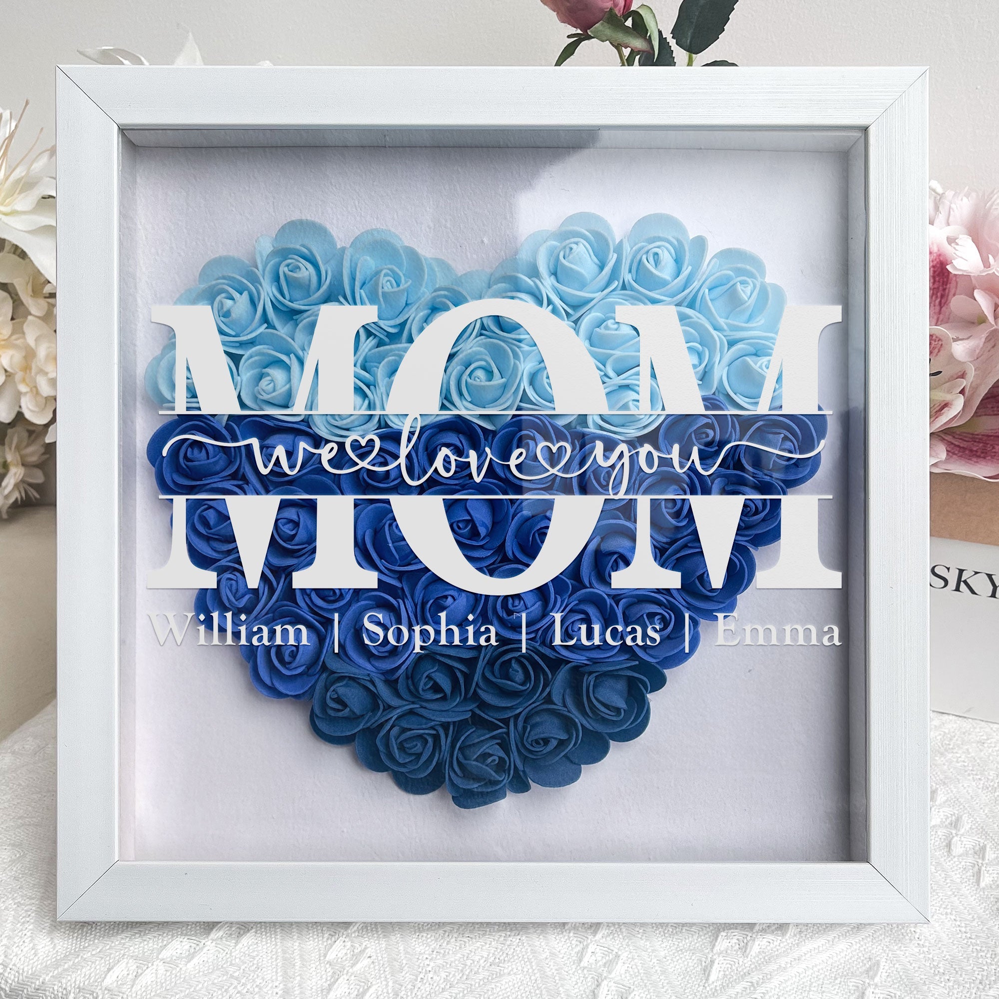 Mom We Love You - Personalized Flower Shadow Box-CustomLove