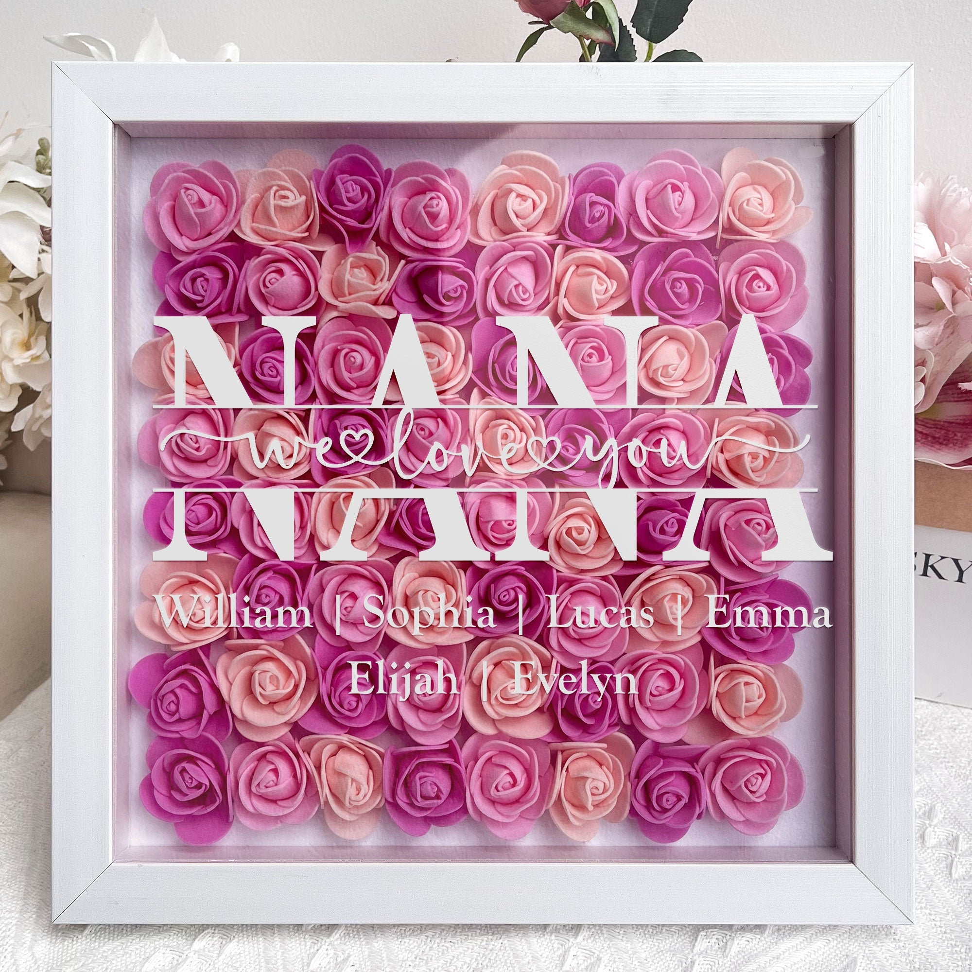 Mom We Love You - Personalized Flower Shadow Box-CustomLove