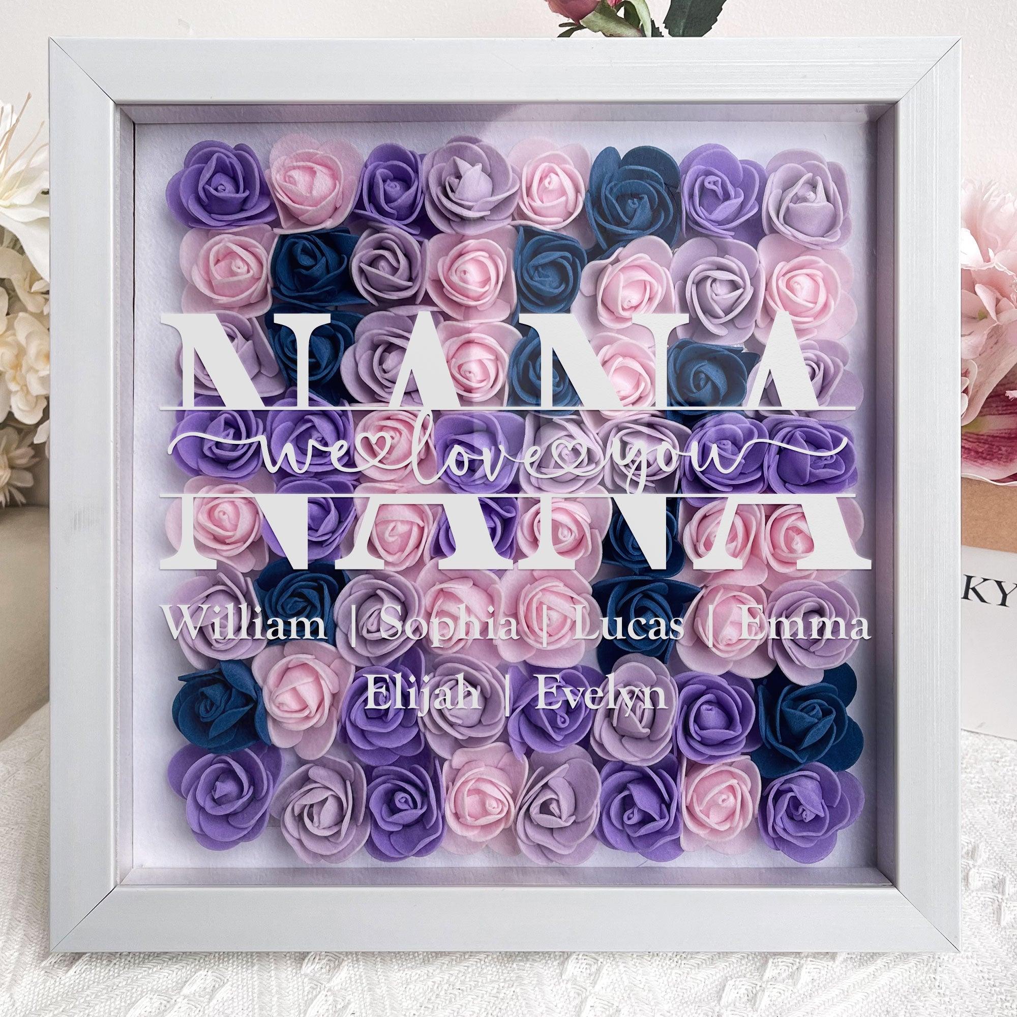 Mom We Love You - Personalized Flower Shadow Box-CustomLove