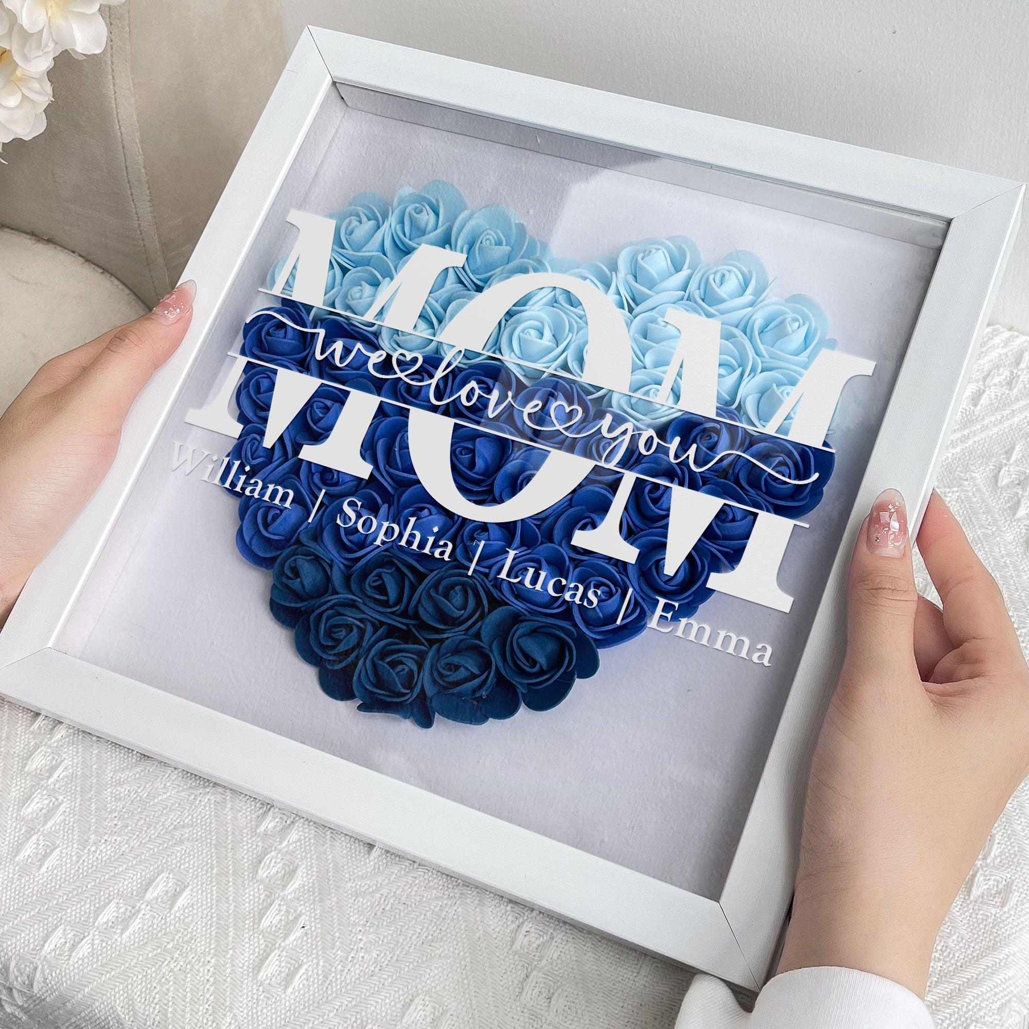 Mom We Love You - Personalized Flower Shadow Box-CustomLove