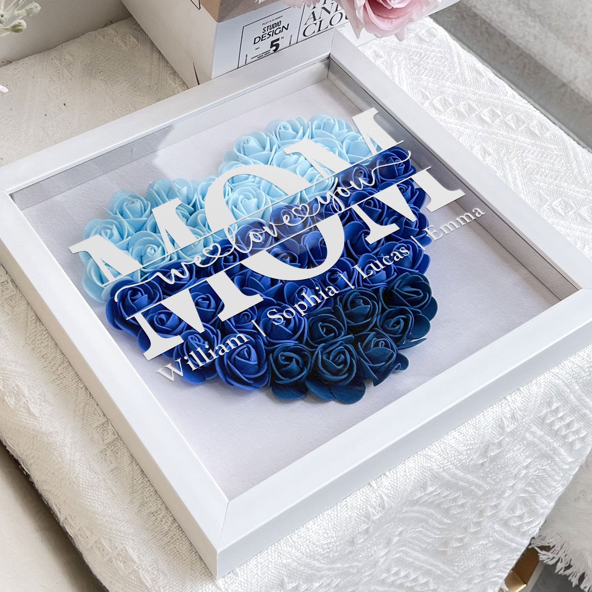 Mom We Love You - Personalized Flower Shadow Box-CustomLove