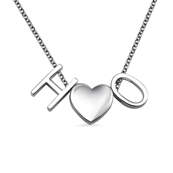 Personalized Two Letters Heart Necklace Sterling Silver-CustomLove