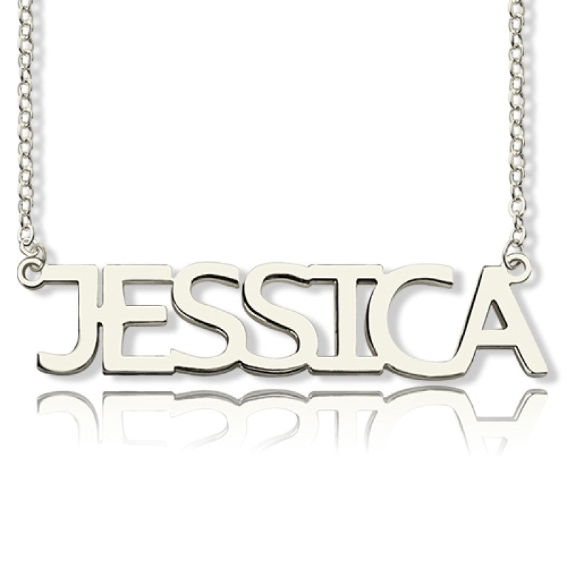 Block Letter Name Necklace-CustomLove