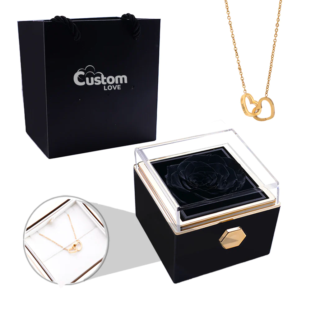 Eternal Rose Box – Engraved Heart Necklace & Timeless Gift