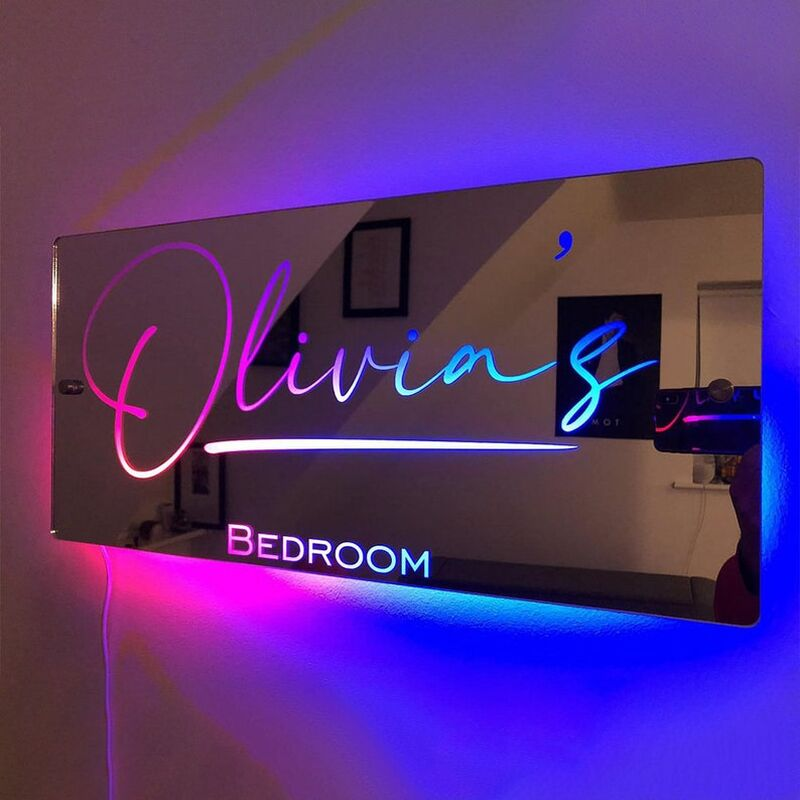 Personalized Led Light Emitting Mirror Night Light-CustomLove