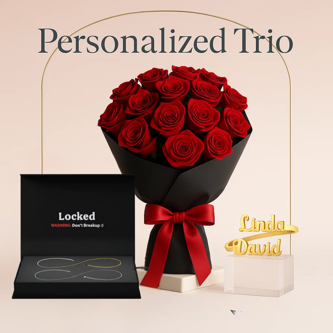 24 roses Glitter Rose Bouquet - Personalized Trio