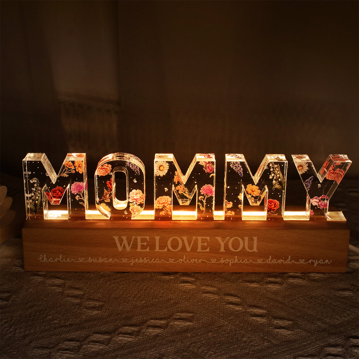 Personalized Flower Printed LED Night Light-CustomLove