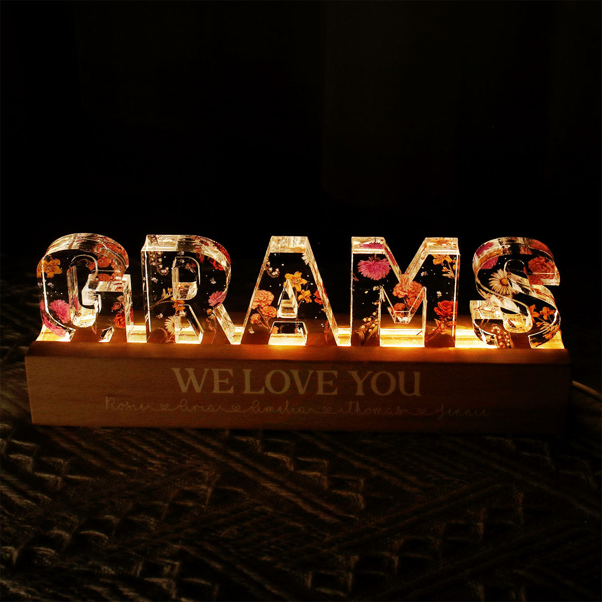 Personalized Flower Printed LED Night Light-CustomLove