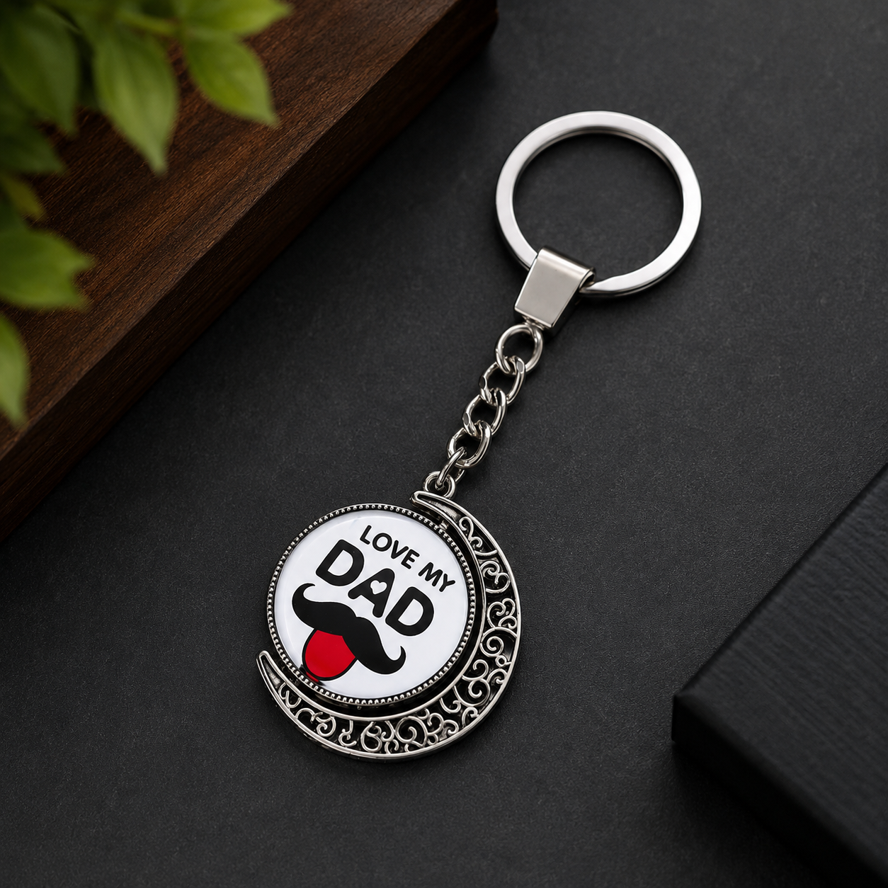 Love my Dad -Rotating Moon Keychain