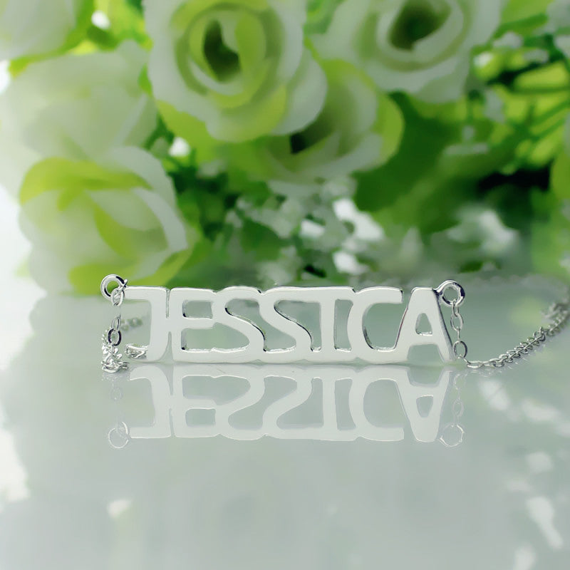 Block Letter Name Necklace-CustomLove