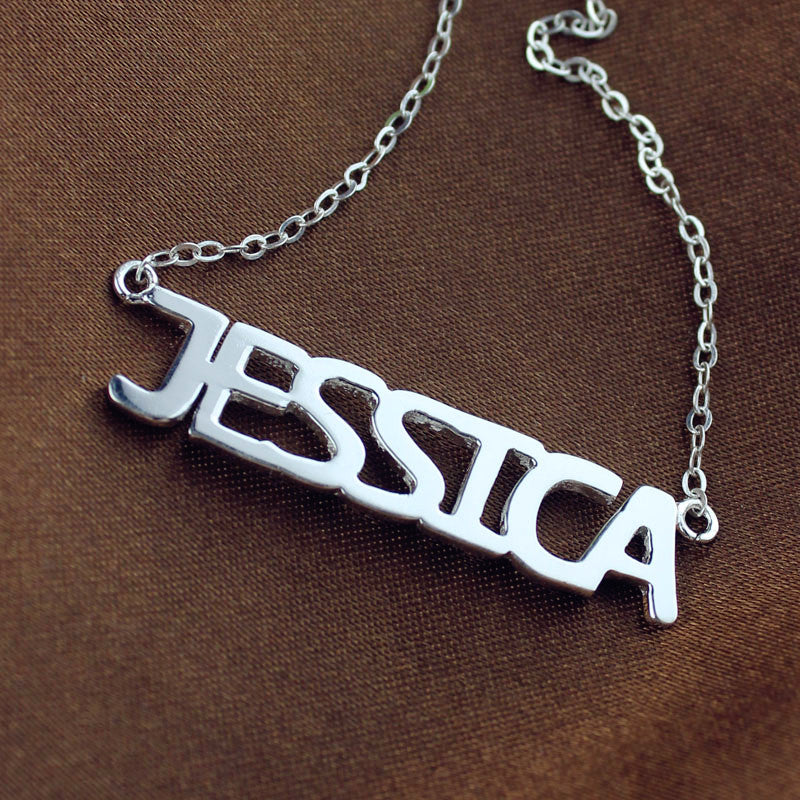 Block Letter Name Necklace-CustomLove