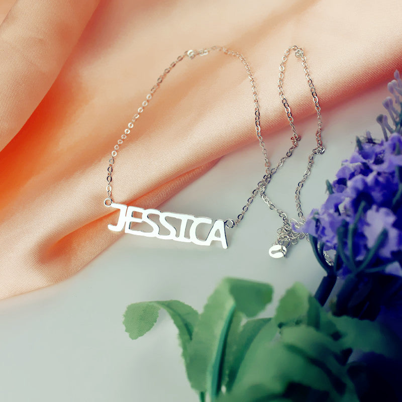 Block Letter Name Necklace-CustomLove