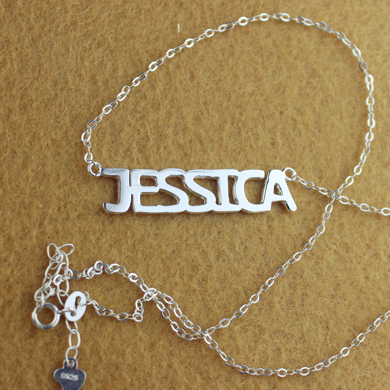 Block Letter Name Necklace-CustomLove