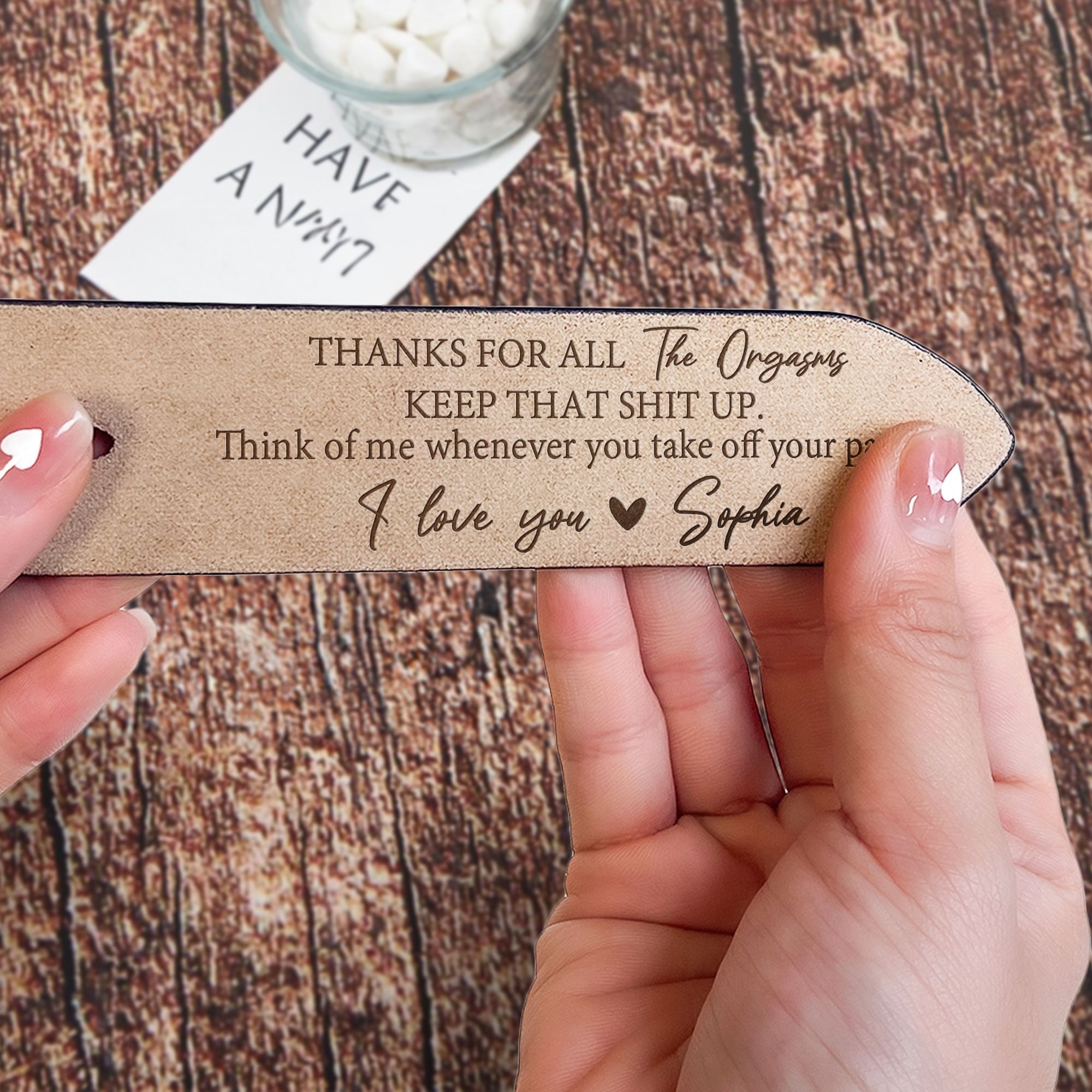 Thanks For All The Orgasms - Personalized Engraved Leather Belt-CustomLove