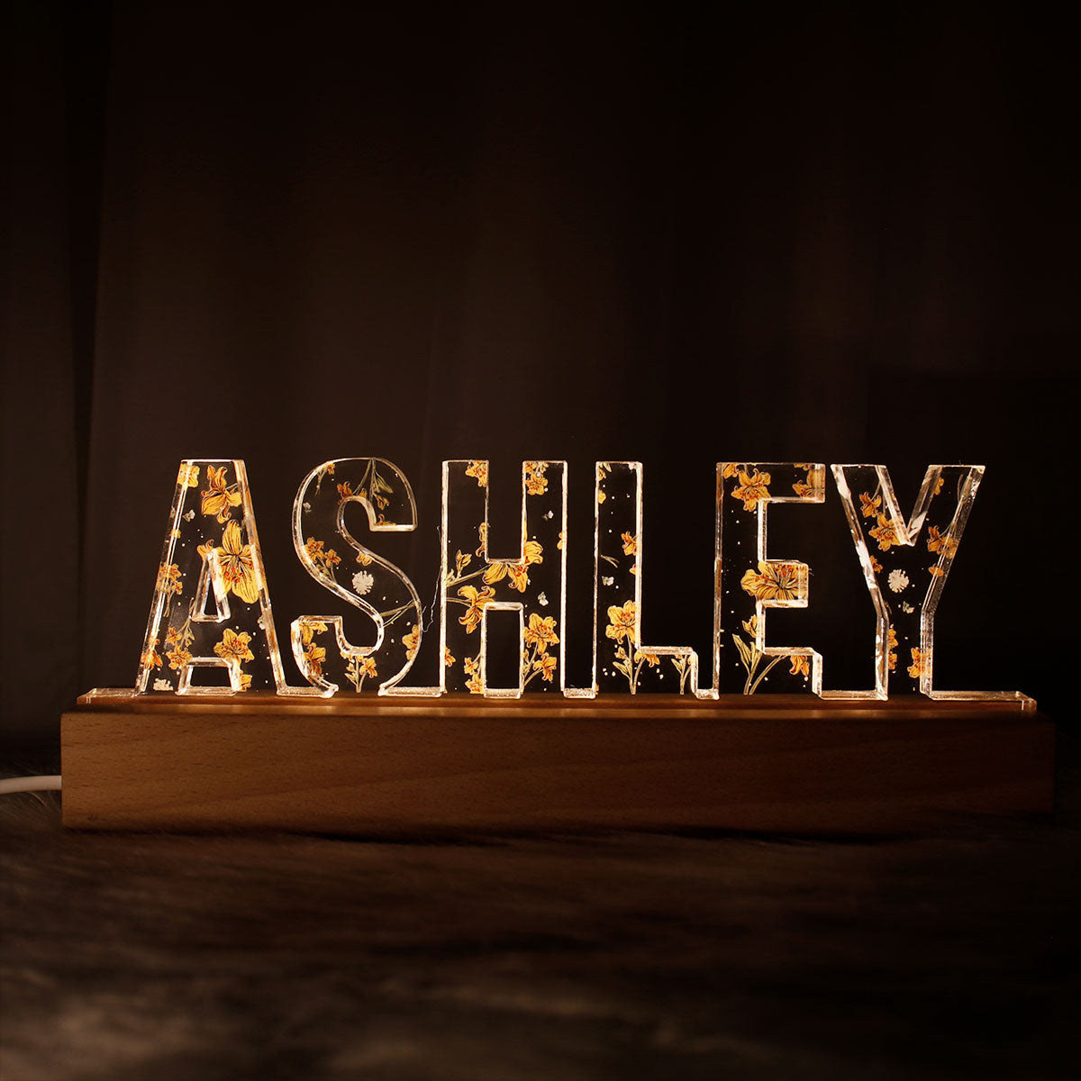 Personalized Custom Name LED Night Light - Birth Month Flower-CustomLove