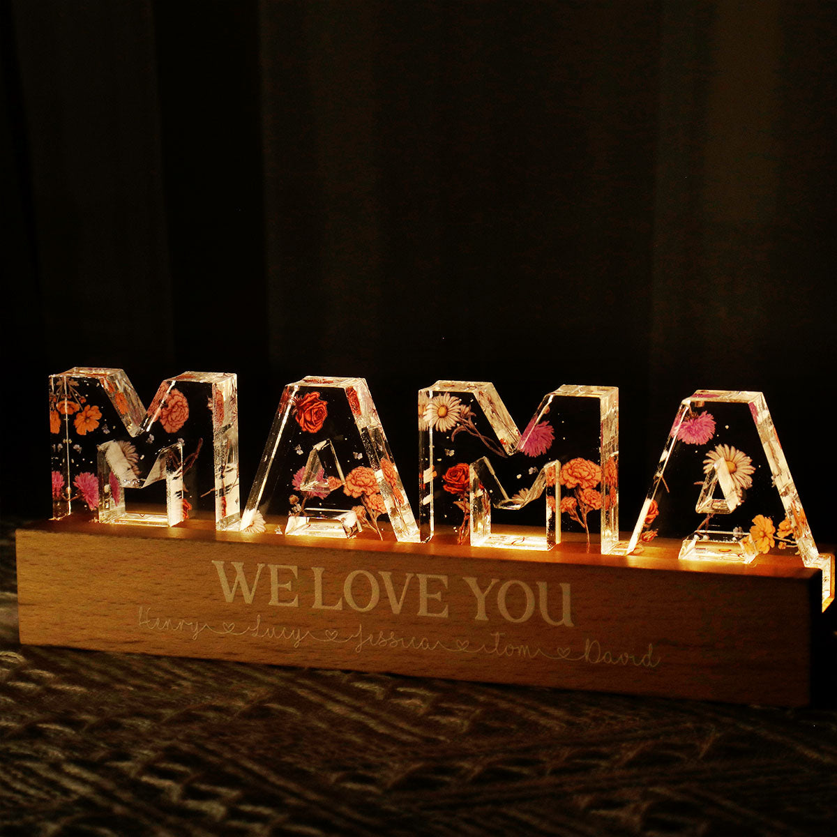 Personalized Flower Printed LED Night Light-CustomLove