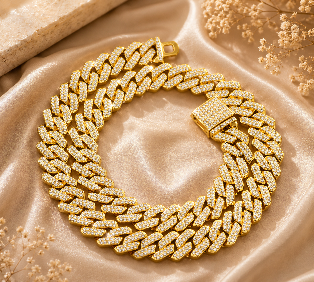 Unisex Iced Out Rhinestone Cuban Link Necklace - CustomLove