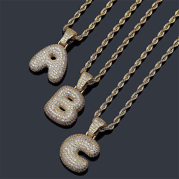 Custom Hip Hop Bubble Letter Necklace-CustomLove