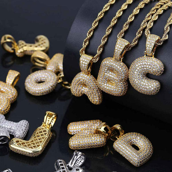 Custom Hip Hop Bubble Letter Necklace-CustomLove