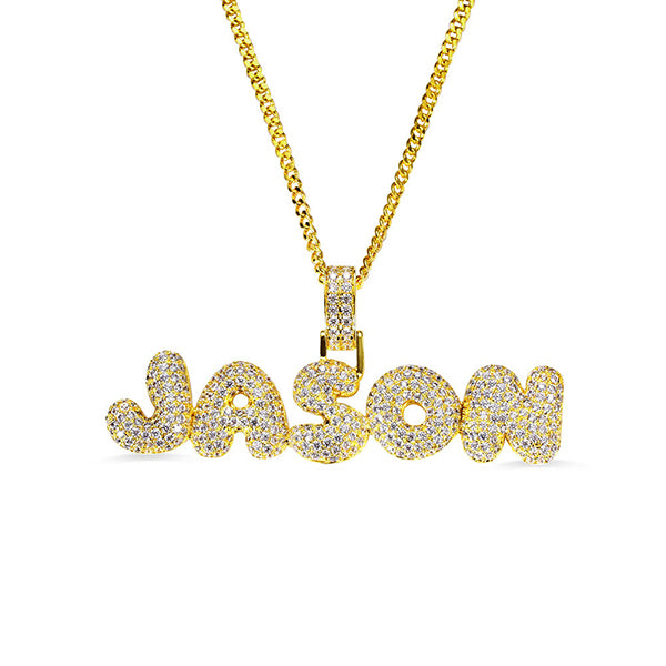 Custom Hip Hop Bubble Letter Necklace-CustomLove