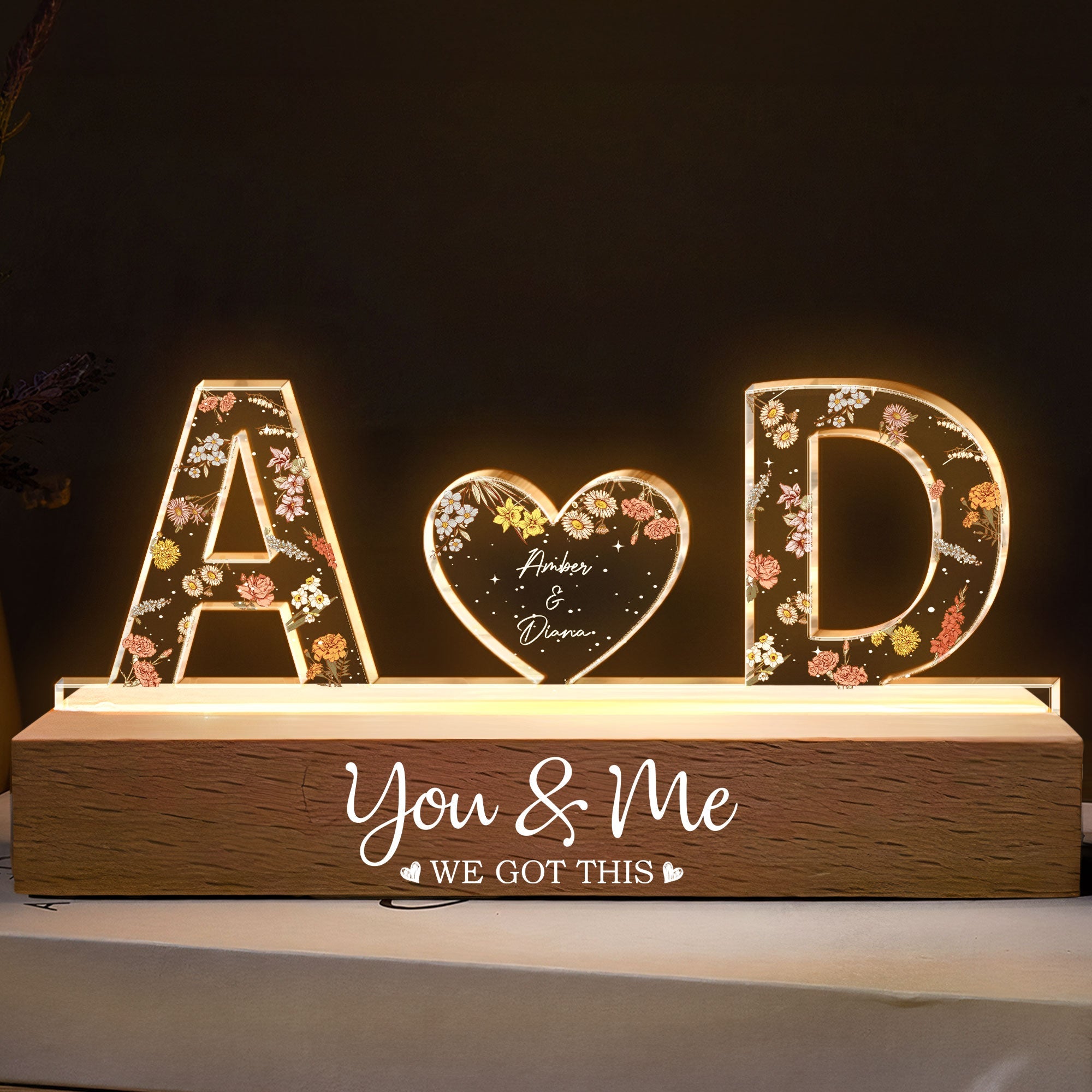 Personalized Custom Name LED Night Light - You & Me We Got This-CustomLove