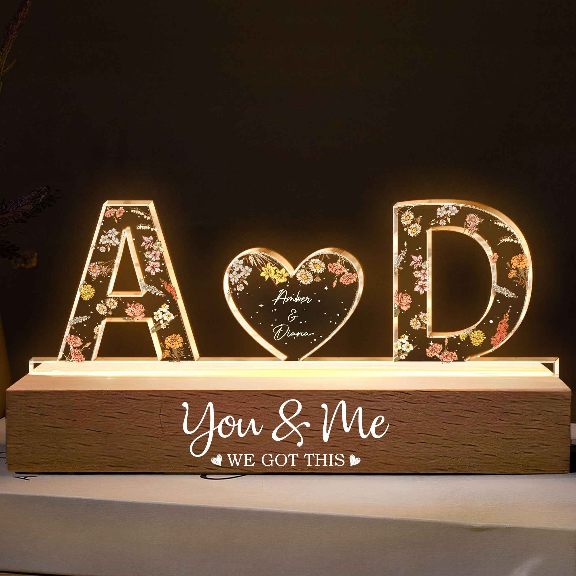 Custom Name LED Night Light for Couples - You & Me We Got This Personalized Lamp - CustomLove