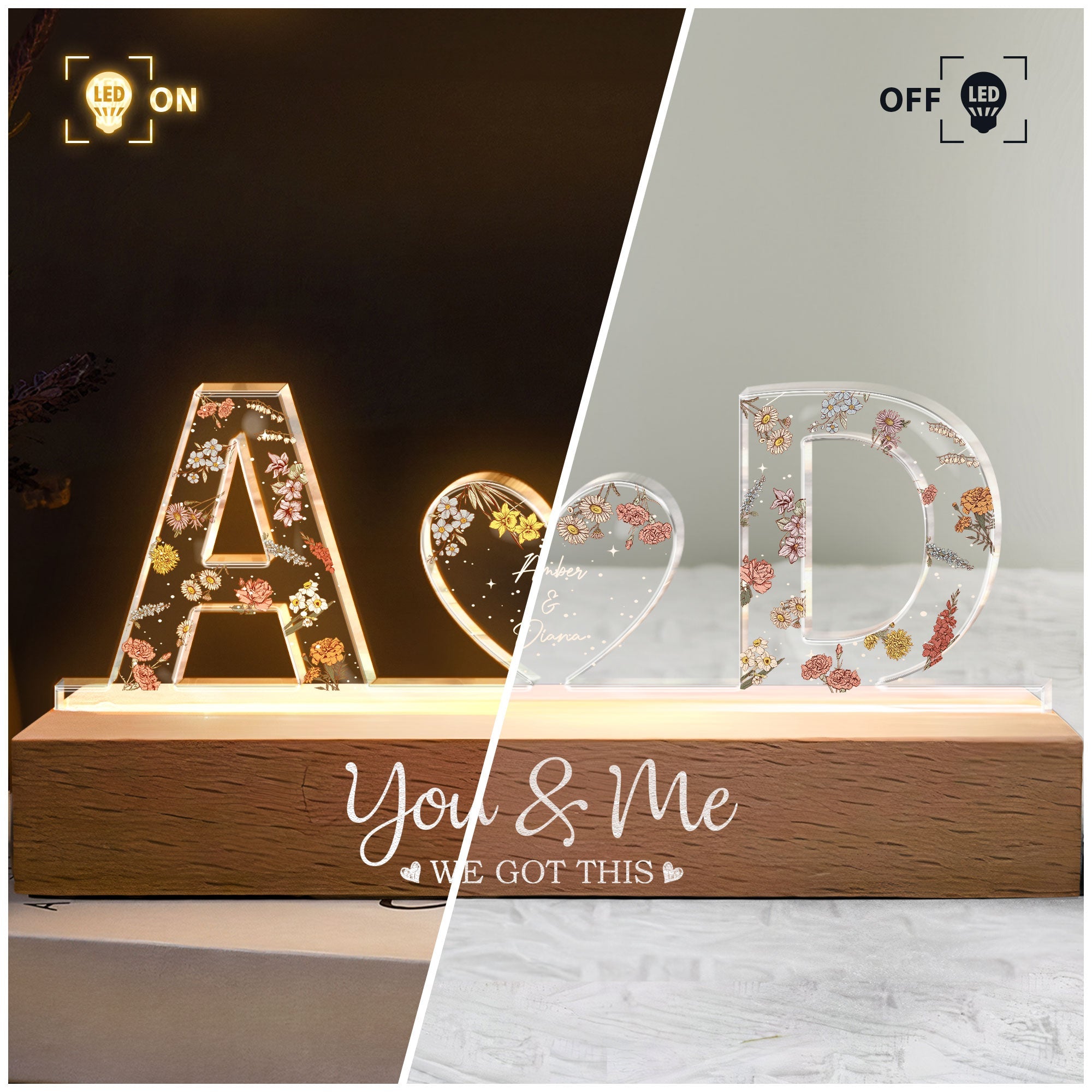 Personalized Custom Name LED Night Light - You & Me We Got This-CustomLove