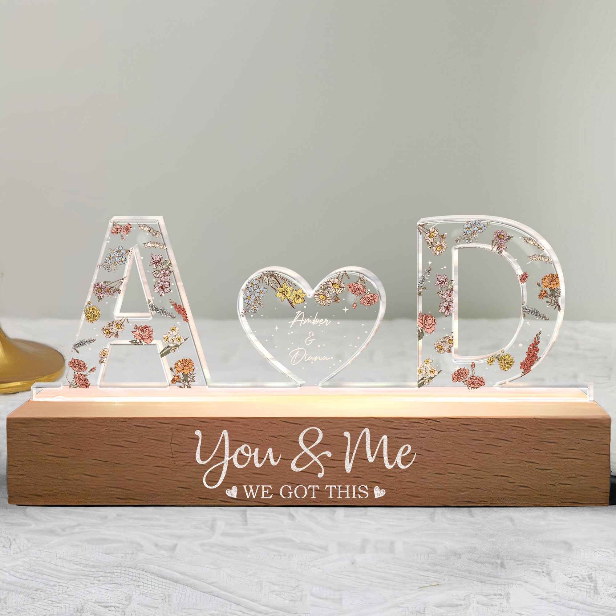 Custom Name LED Night Light for Couples - You & Me We Got This Personalized Lamp - CustomLove