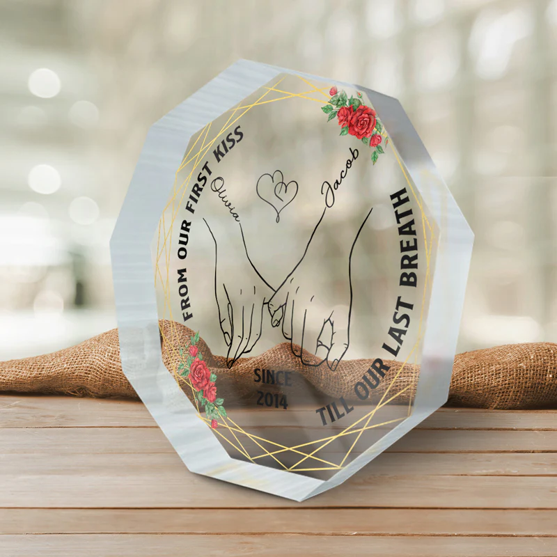 Personalized Custom Shaped Acrylic Plaque - From Our First Kiss-CustomLove