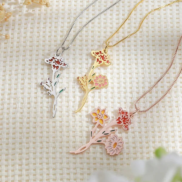Florabond - Birth flower bouquet necklace-CustomLove