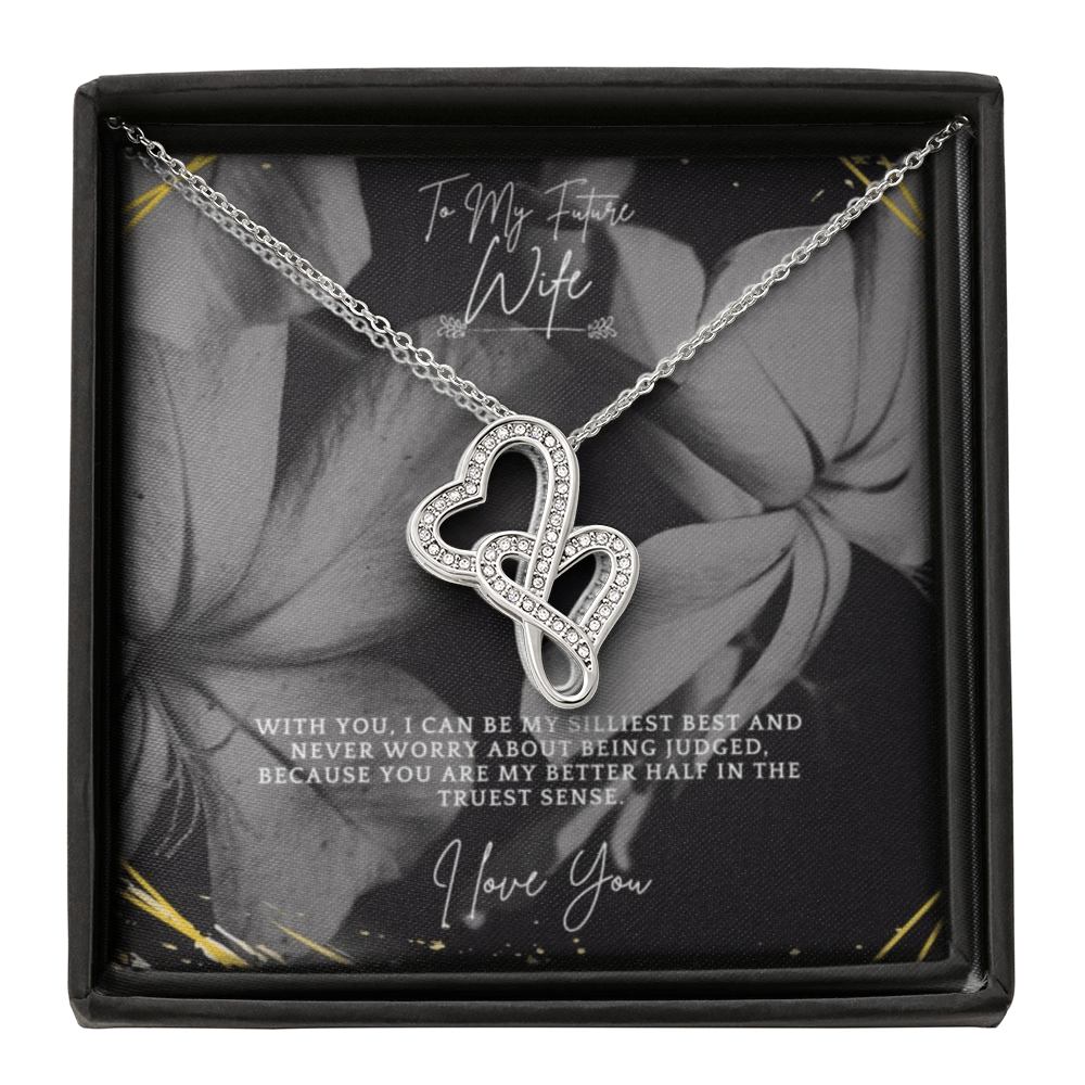 Double heart infinity necklace