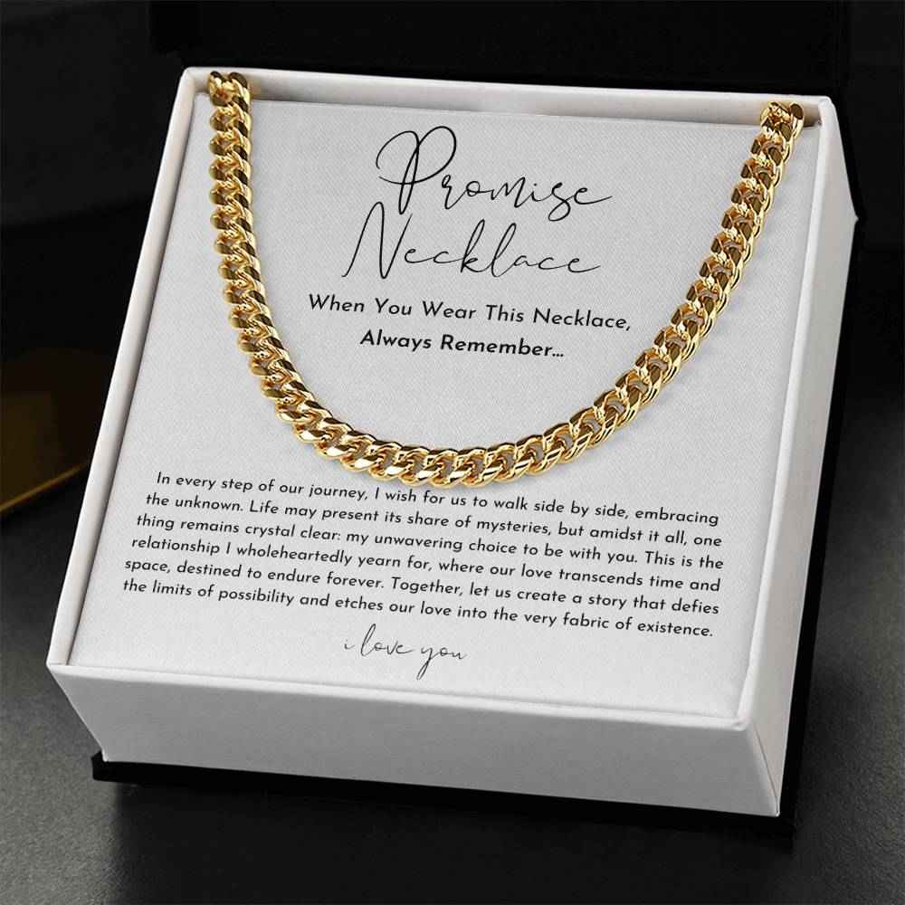 Promise Necklace for Him - Boyfriend Birthday & Valentine’s Day Gift, Cuban Link Promise Chain - CustomLove