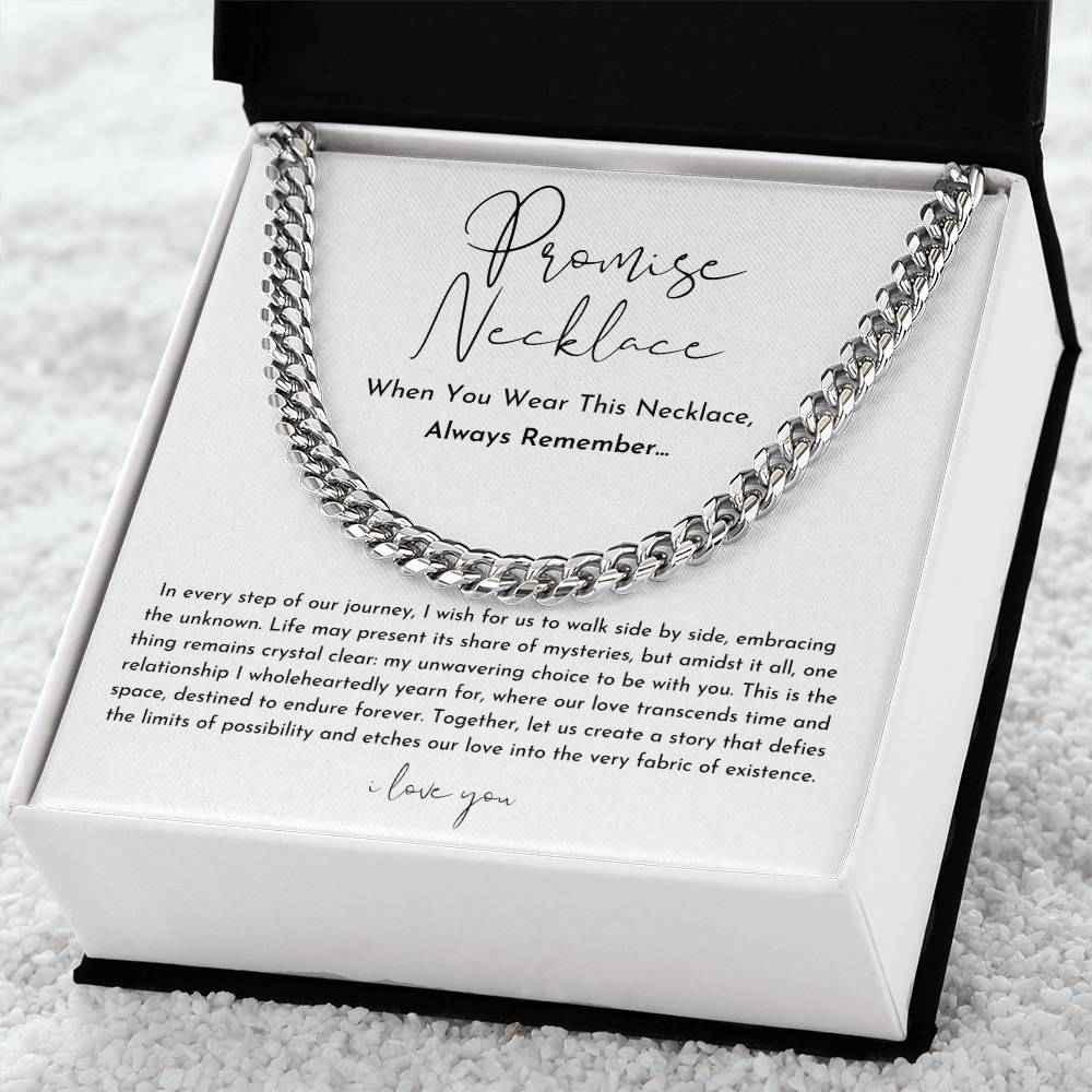 Promise Necklace for Him - Boyfriend Birthday & Valentine’s Day Gift, Cuban Link Promise Chain - CustomLove