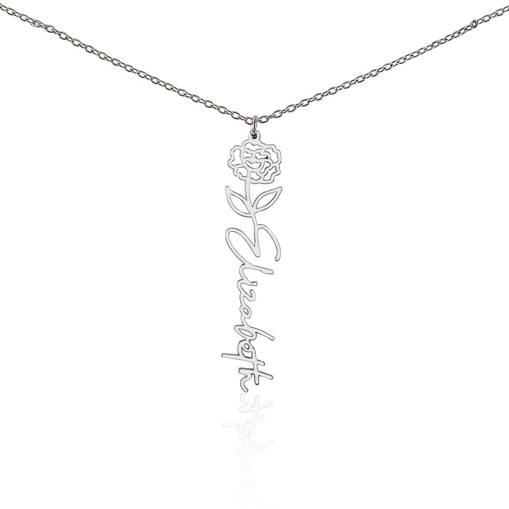 Birth Flower Name Necklace - Never Forget That I Love You-CustomLove