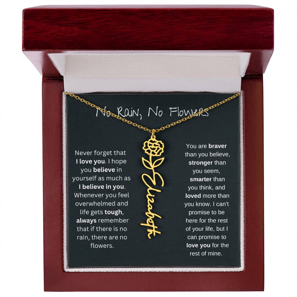 Birth Flower Name Necklace - Never Forget That I Love You-CustomLove
