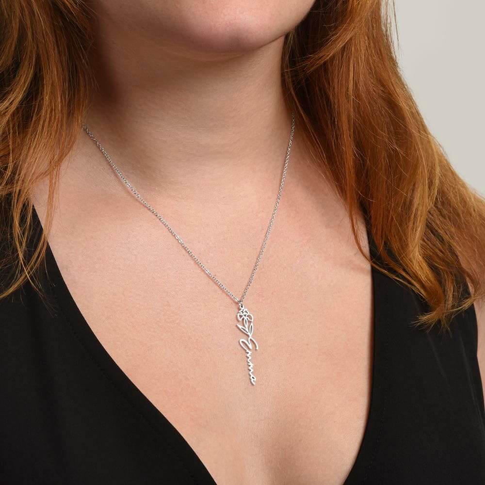 Birth Flower Name Necklace - Never Forget That I Love You-CustomLove